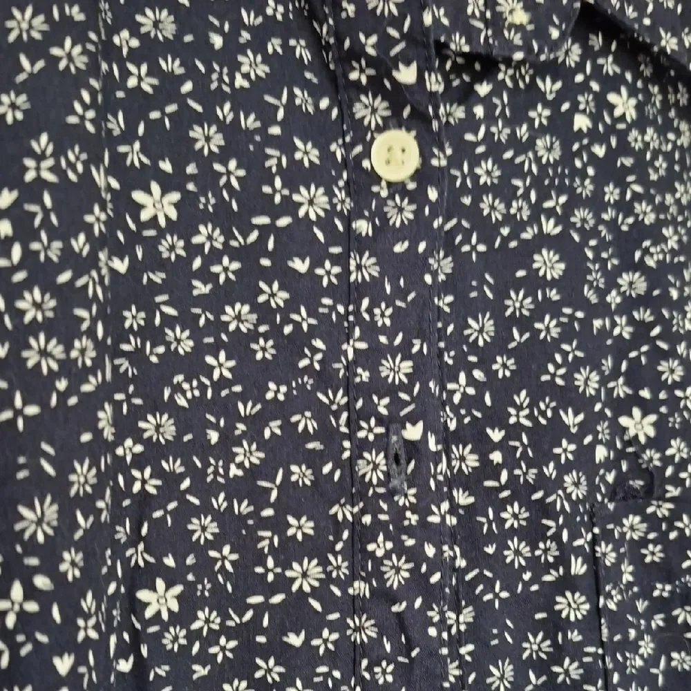 GAP Navy and White Floral Long Sleeve Blouse Size XS - Picture 3 of 10
